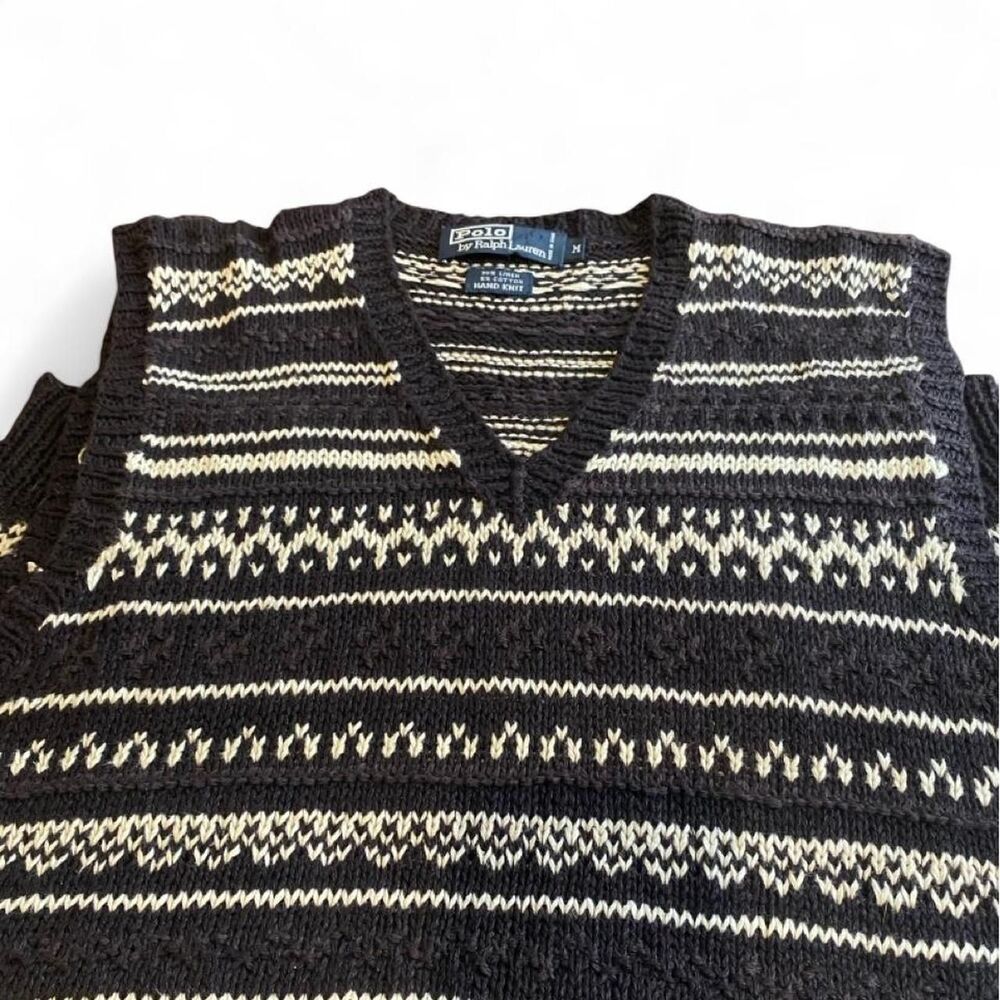 Vintage Polo Ralph-Lauren Vest Hand Knit - Medium